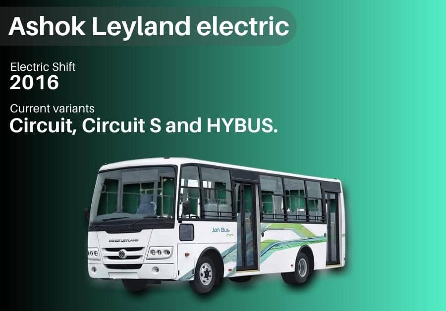 image of ashok leyland electric car company with and ashok leyland hymus electric bus in it