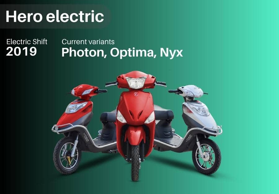 image of hero electric scooter company in india with hero photon, hero nyx electric scooters