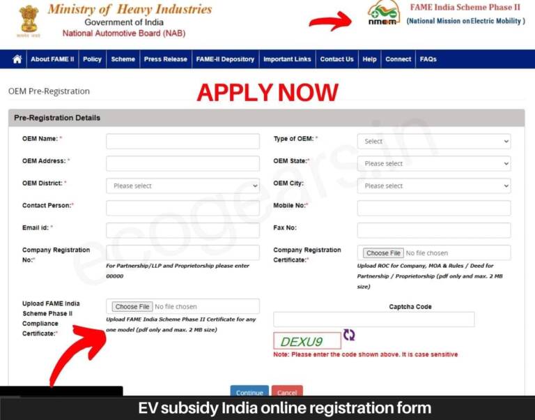 Statewise Electric Vehicle Subsidy in India Apply EV Subsidy Online