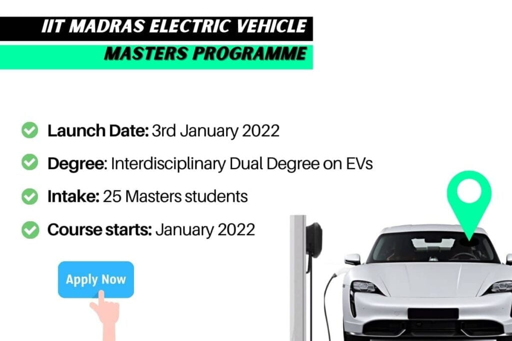 IIT Madras Electric Vehicle Masters program course apply online in India