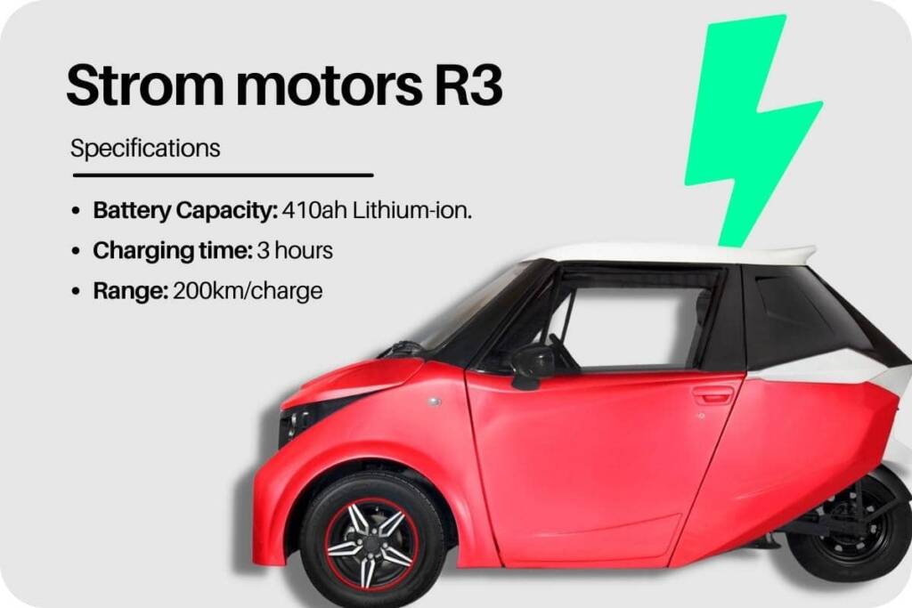 Strom motors R3 electric car in India under 10 Lakhs 