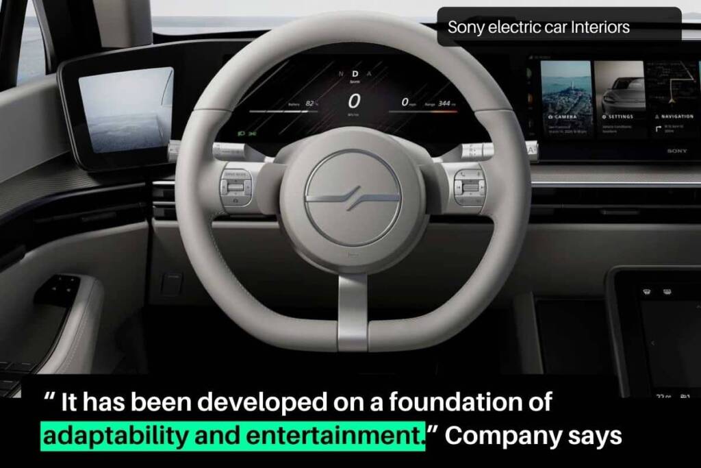 Sony new electric car interior design features elegant steering wheels and dynamic design