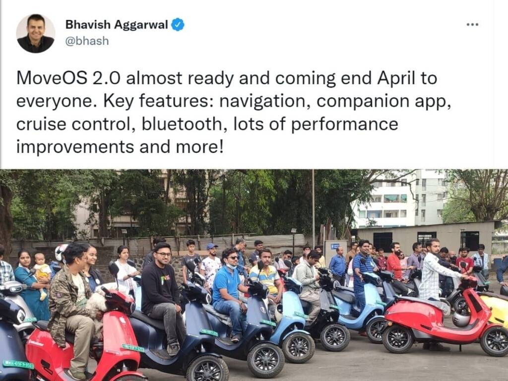 Ola CEO, Bhavish Agarwal introduced the new Move OS 2.0 update for Ola electric scooters 