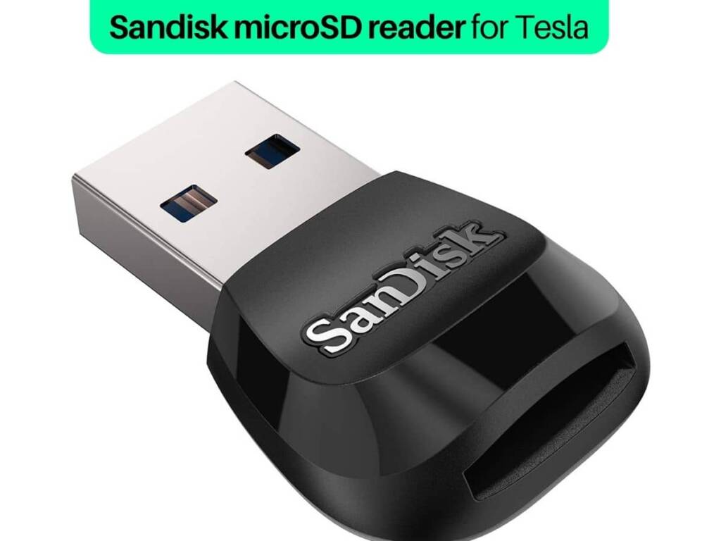 Image of SanDisk microSD card reader for Tesla model 3, model X, and model Y