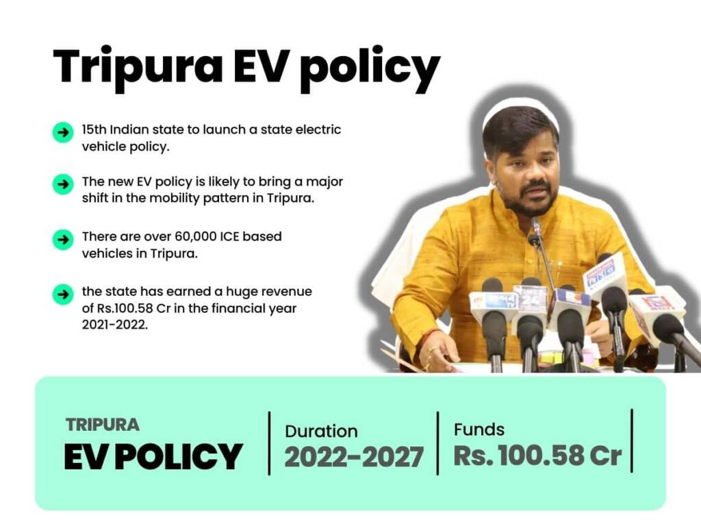 Tripura Adopts State EV Policy Expects 10 Conversion to EVs by 2026