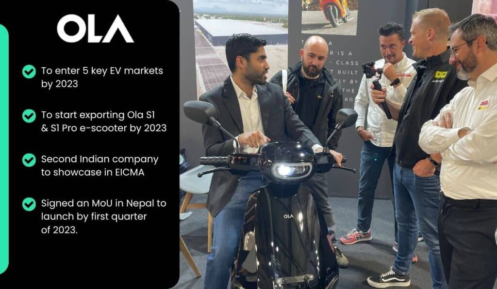 Highlights of the Ola electric scooter launch in Milan, Italy during EICMA motor show