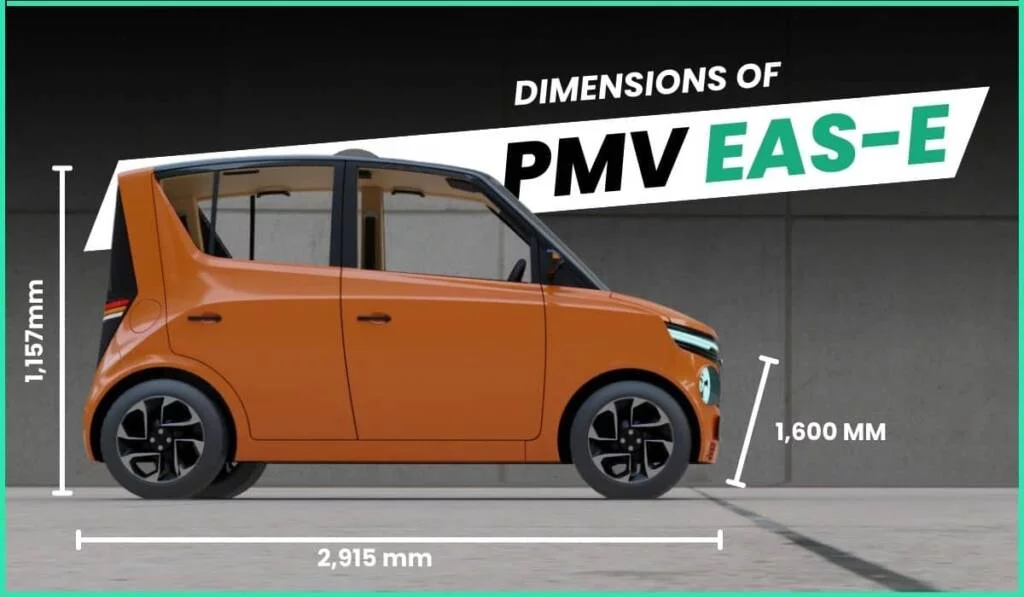PMV EAS E electric car's designs and dimensions