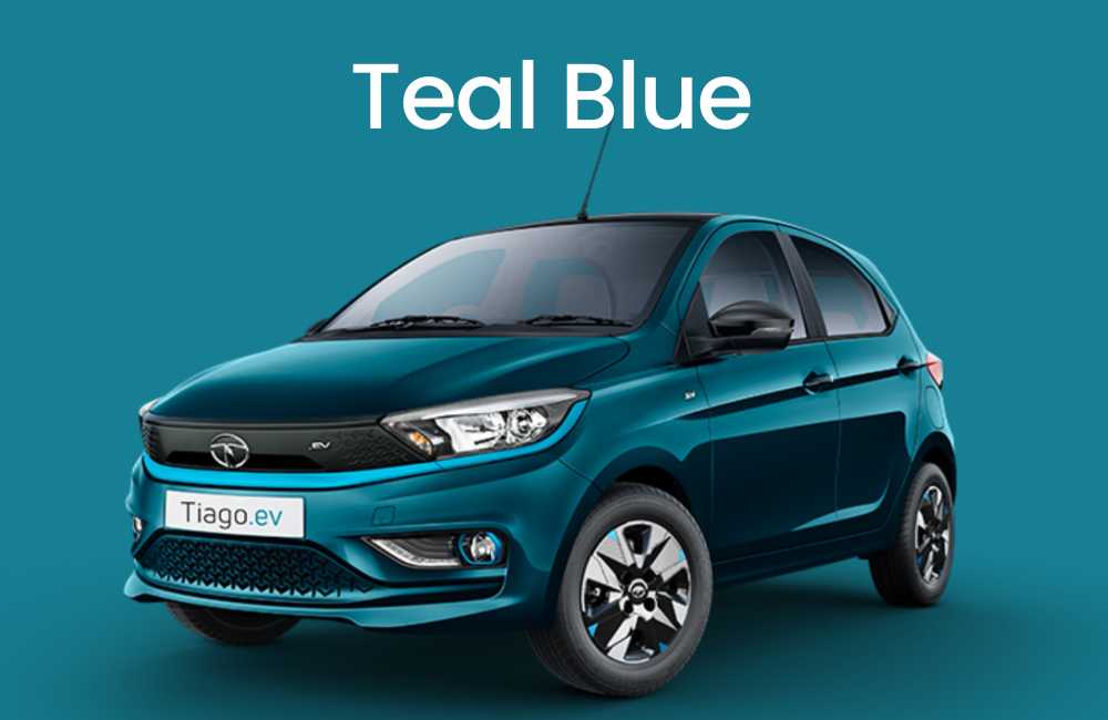 Tata Tiago EV teal blue color image