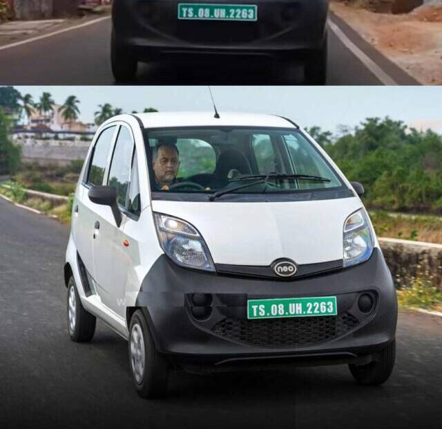 Image of Tata Nano electric car on Indian roads