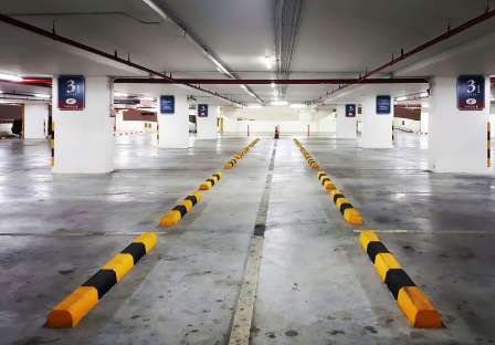 Image of EV charging station in the basement of shopping mall and hotel