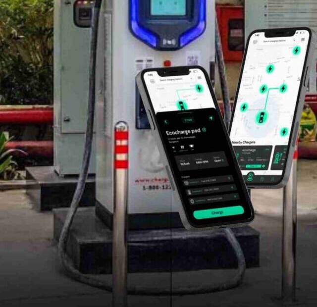 Image of electric vehicle charging station locator app in India