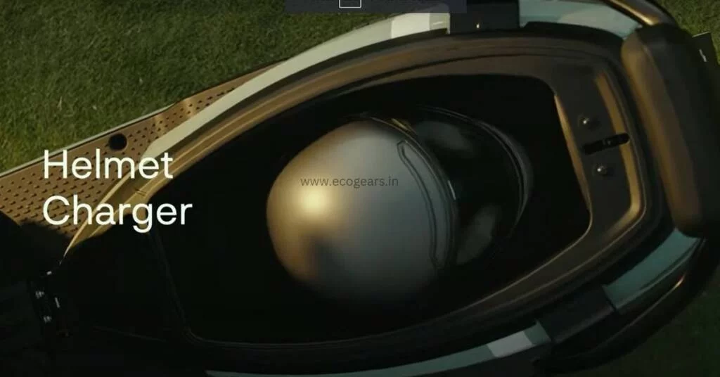 image of a Ather Halo Helmet being charged wirelessly