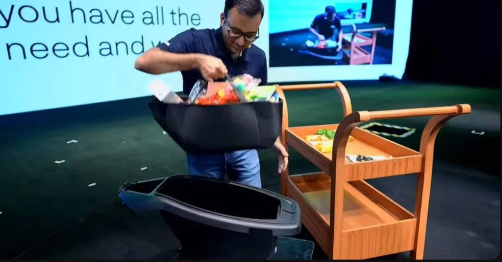 Image of Athers founder while showcasing Ather Rizta's storage