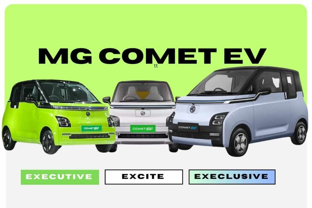 Image of MG Comet EV electric car's variant and their prices