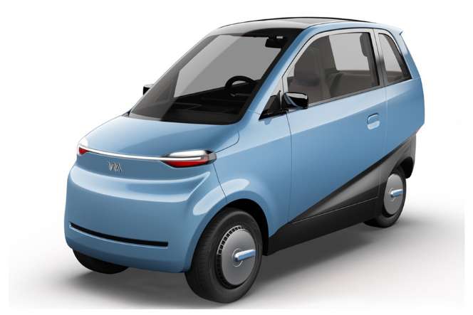 Image of EVA electric car by Vayve Mobility in blue color