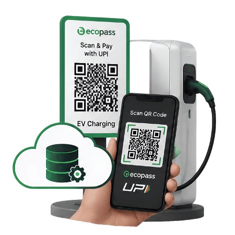 OCPP integrated UPI ev charging QR code at a station