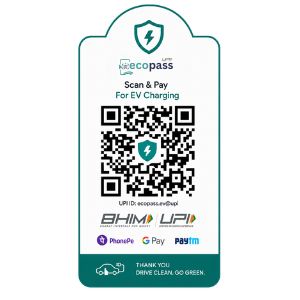 A sticker showing QR code to charge electric vehciles using UPI payment