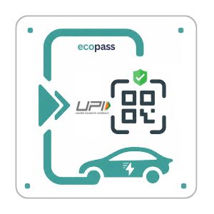 A sticker that tells a station is UPI ev charging enabled