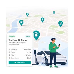 a person using ecomaps to discover ev charging stations in the map
